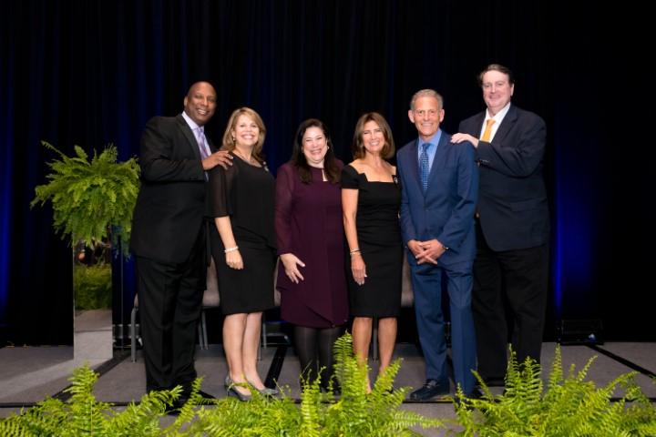 Ron Adolph ('98), Lidi Soto-Harmon ('07), Rachel Kronowitz ('15), Diane Tipton ('98), Gene Sachs ('98), and Doug Duncan ('15)